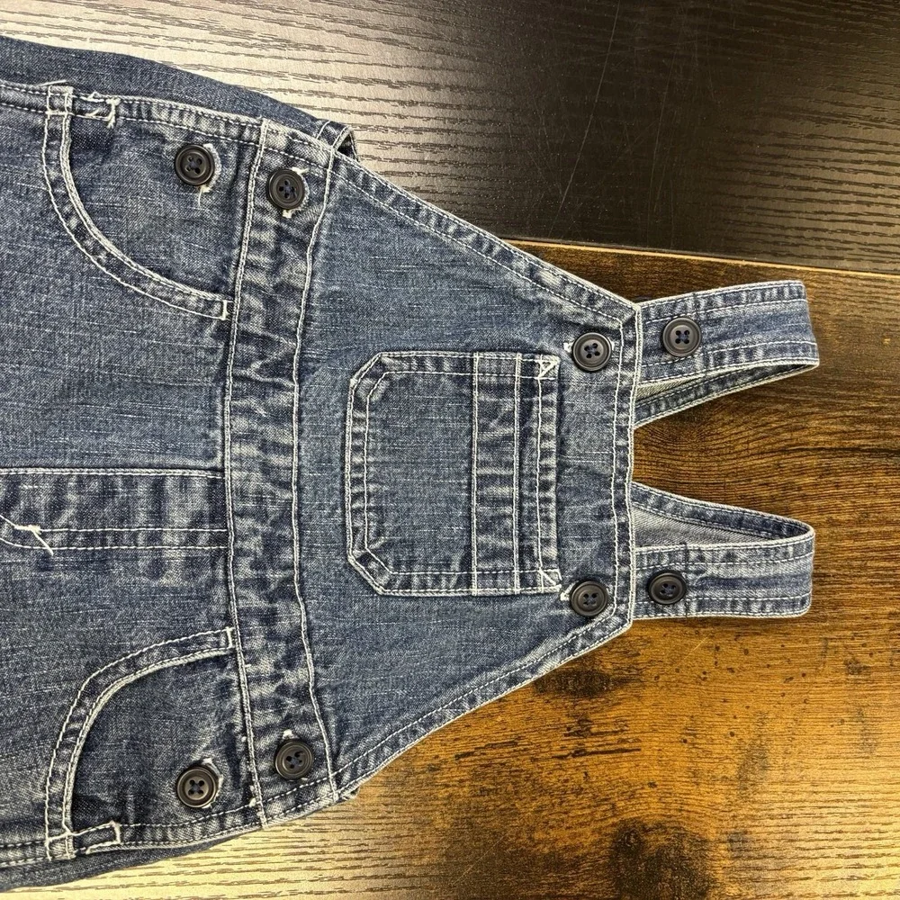 Vintage Y2K Gymboree Overalls Red Wagon‎ Denim Jeans 6-12 Months Snap Legs